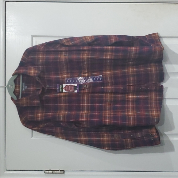 Eddie Bauer Relaxed Fit Long Sleeve Button-Down Light Flannel Check Shirt, Men's XL cotton brown type Vintage Second Hand